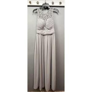 Tinley Maxi‎ Dress Womens Large Gray Formal Crochet top Long Wedding Prom